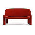 Red Modern Double Sofa With Rounded Arms And Fabric Upholstery For Living Room
