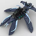 Building Block Mechanical Dragon Model With Dark And Teal Bricks And Mechanical Wings