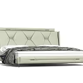 Modern Upholstered Double Bed With Diamond Tufted Headboard And Light Frame 3d model