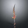 Ornate Decorative Sword With Gold Pink Purple Accents And Spiral Hilt Design