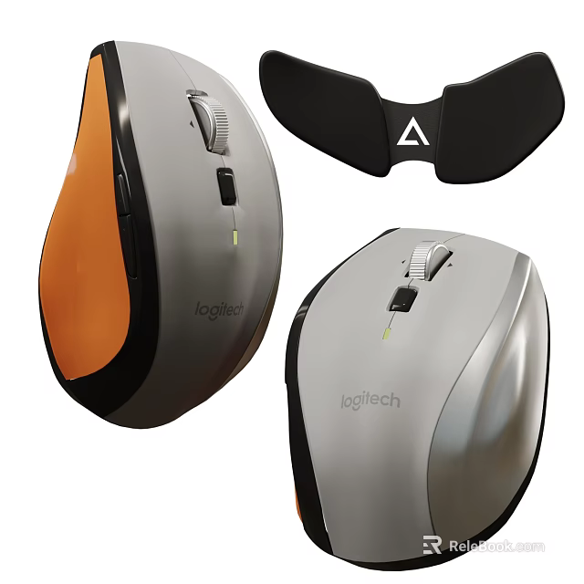 Logitech Ergonomic Wireless Computer Mouse with Two Color Options and Matching Wrist Rest Accessory 3d model 