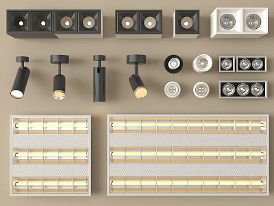 Various Modern Downlights and Spotlights with Different Designs for Ceiling Lighting 3d model