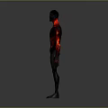 3D Humanoid Character With Red Glowing Detailed Bio Inspired Body Structures