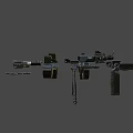 Modern Weapon Components With Scope Barrel Magazine Bipod And Mounting Parts