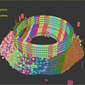 Detailed Colosseum Model Surrounded By Green Grass And Blue Blocks