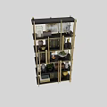 Stylish Modern Display Shelf With Gold Frame Books Decorative Vases And Succulents