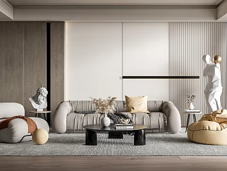 Modern Living Room Living Room Sofa Coffee Table Combination 3d model