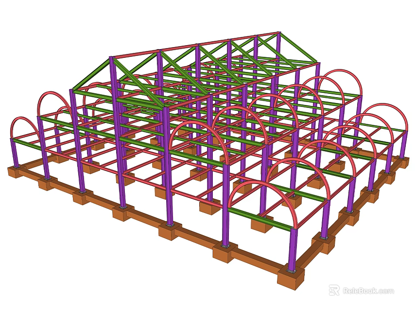 Industrial Multi Colored Steel Structure Frame Construction Support Equipment Design 3d model 