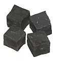 Four Gray Natural Stone Cubes With Rough Surface On Black Background 3d model