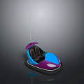 Colorful Purple And Blue Bumper Car With Black Seats And Antenna