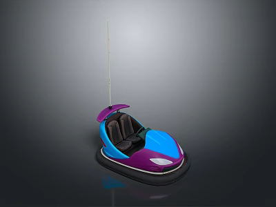 Colorful Purple And Blue Bumper Car With Black Seats And Antenna 3d model