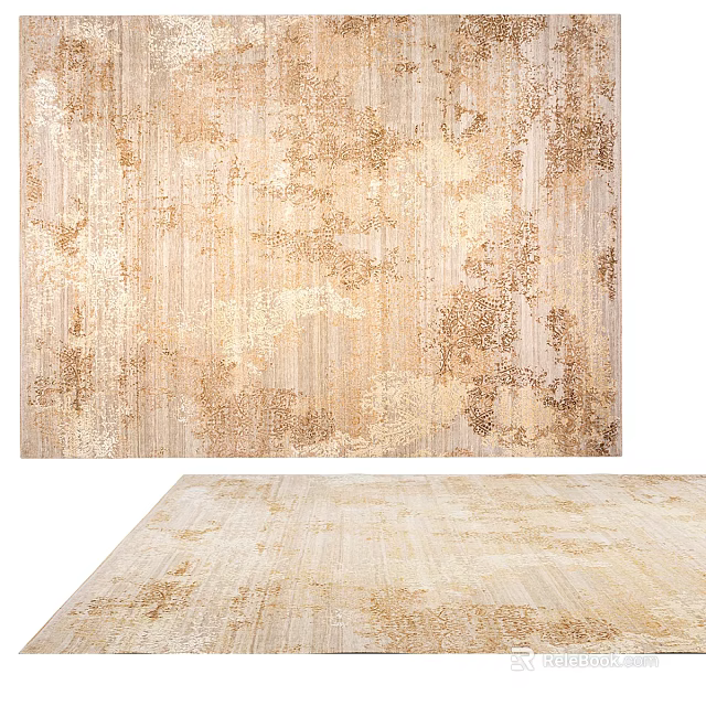 Square Area Rug With Light Gold Tones And Textured Patterns 3d model