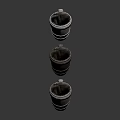 Vintage Decorative Horns With Silver Metal Accents Arranged On Black Reflective Background