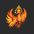 Ornate Phoenix Pendant With Fiery Orange Feathers And Flame Accents