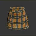 Plaid Pattern Stool with Yellow Blue Red Colors Round Top and Conical Sides