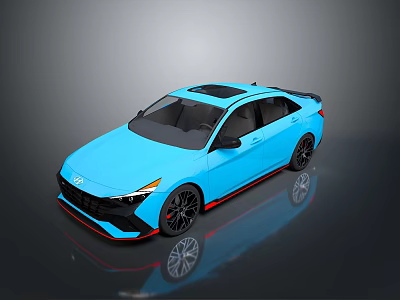 Blue Modern Sporty Sedan With Black Wheels Rear Spoiler And Sleek Design 3d model