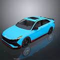 Blue Modern Sporty Sedan With Black Wheels Rear Spoiler And Sleek Design