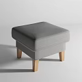 Stylish Gray Upholstered Square Ottoman Featuring Wooden Legs And Modern Design
