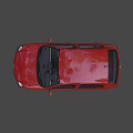 3D Rendered Red Four Door Hatchback Car With Silver Wheels And Dark Background
