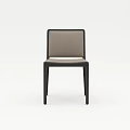 Modern Minimalist Dining Chair With Black Metal Frame And Beige Fabric Seat