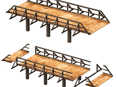 Wooden Bridge Structures With Different Variations 3d model