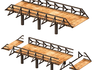 wooden bridge 3d model