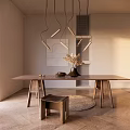 Quiet table and chair combination fork seat 3d model
