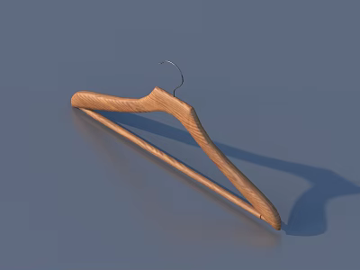 Sturdy Wooden Hanger For Clothing With Curved Design And Metal Hook 3d model