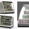 Commercial Display Refrigerators With Glass Doors Filled With Various Beverages In Retail Shop