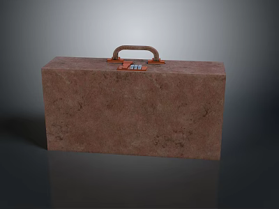 Classic Brown Storage Box With Textured Surface And Handheld Handle 3d model