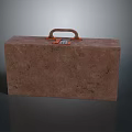 Classic Brown Storage Box With Textured Surface And Handheld Handle 3d model