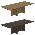 Modern Minimalist Dining Table With Light And Dark Wooden Finishes Featuring Simple Sturdy Base Design