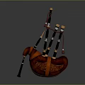 Classic Vintage Handcrafted Leather Bagpipe With Decorative Design And Wooden Pipes
