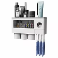 Wall Mounted Bathroom Storage Rack With Transparent Compartment Toothbrushes Cups Skincare Products And Comb