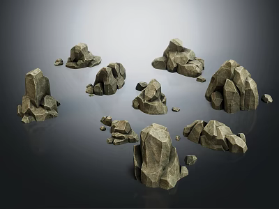 Wooden Stone Decorative Rocks With Various Shapes And Natural Textures As Design Elements 3d model