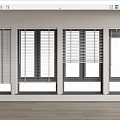 Modern Stylish Window Blinds For Interior Design With Multiple Windows And Slat Designs 3d model