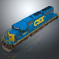 Blue CSX Locomotive Engine With Yellow Front Details And Number 4861