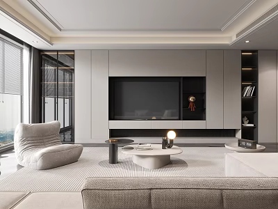 Modern Living Room Interior Design With Sofa Coffee Table And Floor To Ceiling Windows 3d model