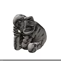 Gray Stuffed Elephant Toy with Textured Surface and Detailed White Tusks