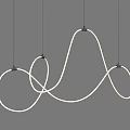 Elegant Modern White Curved Chandelier with Intertwined Lines Hanging Design