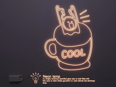 Neon Lighting Combination With Cup Shaped Design COOL Text And RGB Colors 3d model