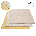 Beige And Yellow Square Rugs With Geometric Interlaced Patterns For Home Decor 3d model