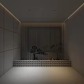 Minimalist Indoor Miniature Garden Display With Potted Trees Stones And Natural Light