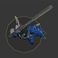 Blue And White Robot Action Figure With Red Accents And Large Sword On Display Base
