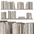 Organized Books and Magazines Collection on Wooden Bookshelves with Stacked Varied Sizes