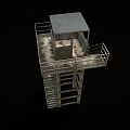 Industrial Metal Observation Platform With Staircase Guardrail And Enclosed Cabin