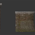 Aged Concrete Structural Components With Rusted Steel Reinforcement And Mossy Surface