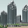 Longfor Commercial Complex with Tall Buildings Burger King Restaurant Green Plants and Fountain