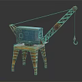 Industrial Crane Model Featuring Blue Control Room And Yellow Boom Legs
