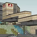 Modern Commercial Street Featuring Glass Curtain Walls Multi Storey Buildings And Brand Stores